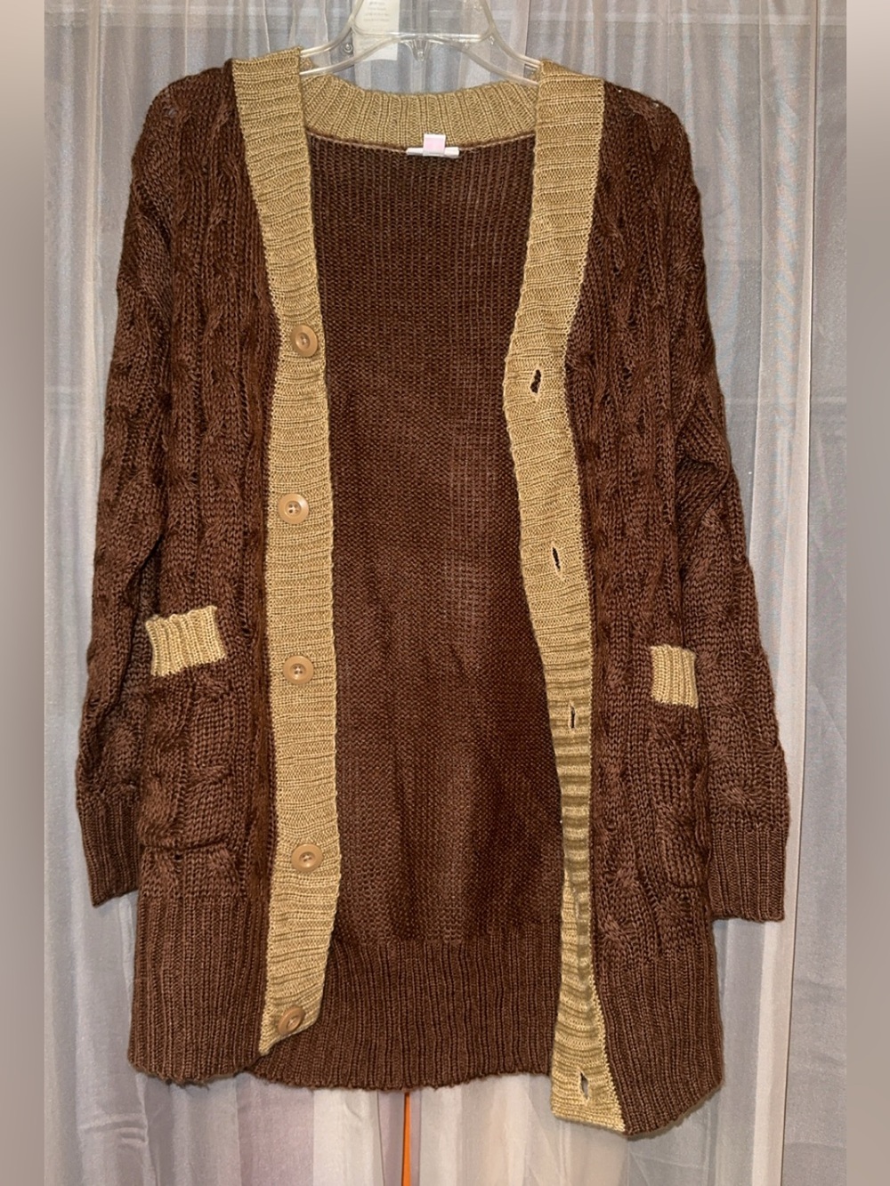 LuLaRoe Brown Sweater with Tan Collar